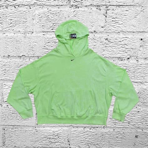 Nike Neon Green Oversized Hoodie Embroidered... - Depop