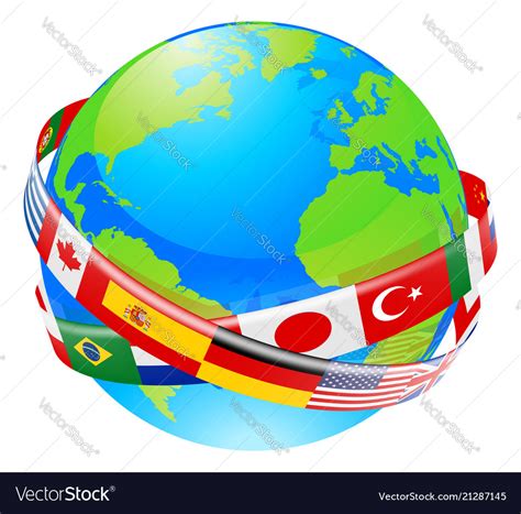 A earth globe with flags countries Royalty Free Vector Image