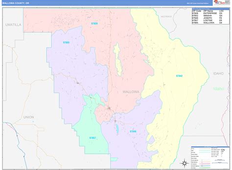 Wallowa County, OR Wall Map Color Cast Style by MarketMAPS - MapSales.com