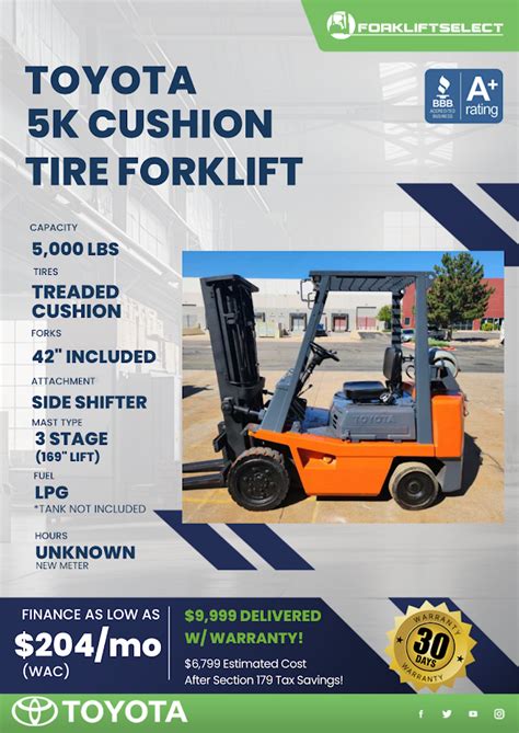 TOYOTA 5K CUSHION TIRE FORKLIFT – Forklift Select