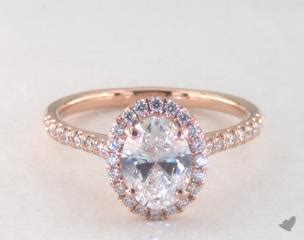 engagement rings, halo, 14k rose gold pave halo diamond engagement ring oval center item 41437