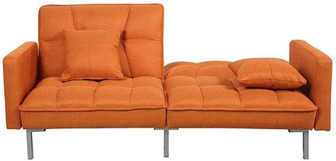 Orange Sleeper Futon Sofa Bed Couch, Convertible Orange Futon Recliner (Sofa to Bed Feature ...