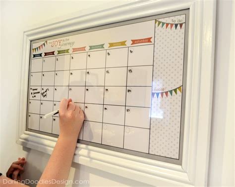 DIY Dry Erase Calendar - Darling Doodles | Diy calendar, Wall calendar organizer, Dry erase calendar