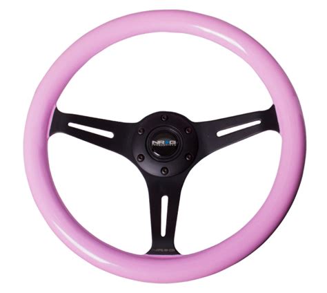 NRG Classic Wood Grain Steering Wheel (350mm) Solid Pink - ST-015BK-PK