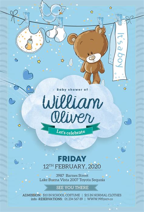 Baby Boy - Birth Announcement PSD Flyer Template - 99Flyers | Baby boy birth announcement, Birth ...