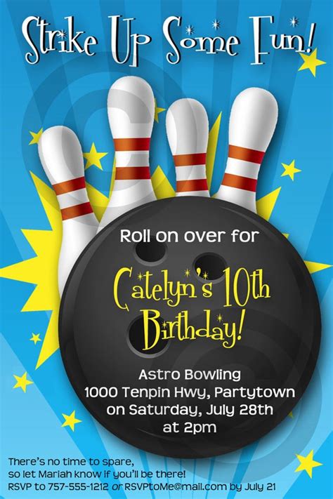 BOWLING INVITATION Printable Birthday Party Customizable