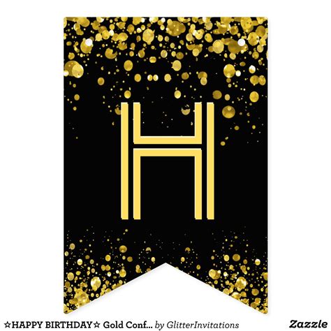 Banderines confeti del oro del ☆HAPPY BIRTHDAY☆ | Zazzle.com in 2020 | Birthday banner free ...