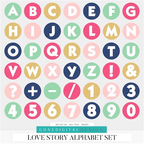 Love Digital Download Scrapbook Alphabet Stickers Art Letters Stickers ...