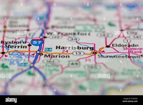 Harrisburg Illinois Shown on a Geography map or road map Stock Photo ...