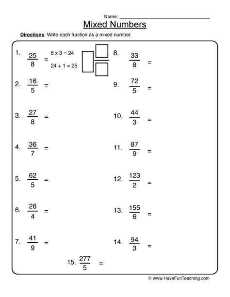 Converting to Mixed Numbers Worksheet - Have Fun Teaching