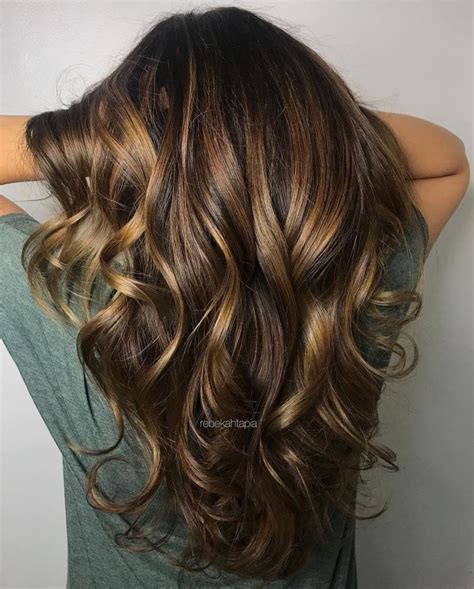 Dark Brown Hair With Chunky Golden Highlights | Brown blonde hair, Hair highlights, Brunette ...