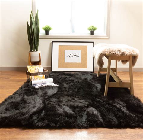 Plush & Soft Faux Fur Shag Area Rug | Faux fur area rug, Black area rugs, Faux sheepskin rug