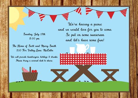 Summer Picnic Invitation Summer Party Invitation Custom Park | Etsy ...