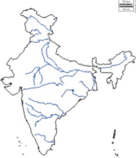 Outline Map of Indian Rivers for Class 4 Worksheet