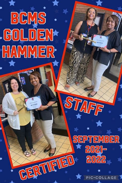 BCMS September Golden Hammer Recipients | Brooks County Middle School