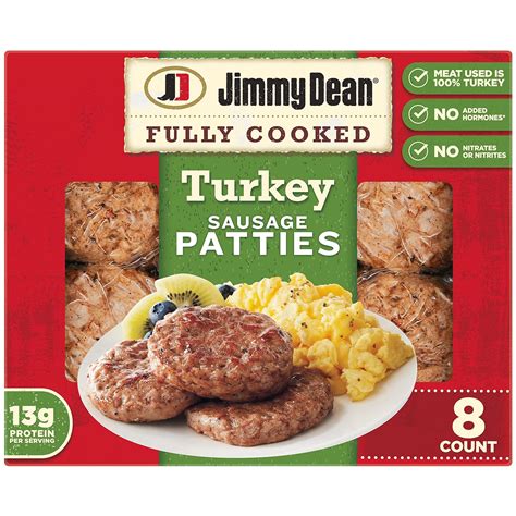 Amazon.com: Jimmy Dean Fully Cooked Breakfast Turkey Sausage Patties, Breakfast Sausages, 8 ...