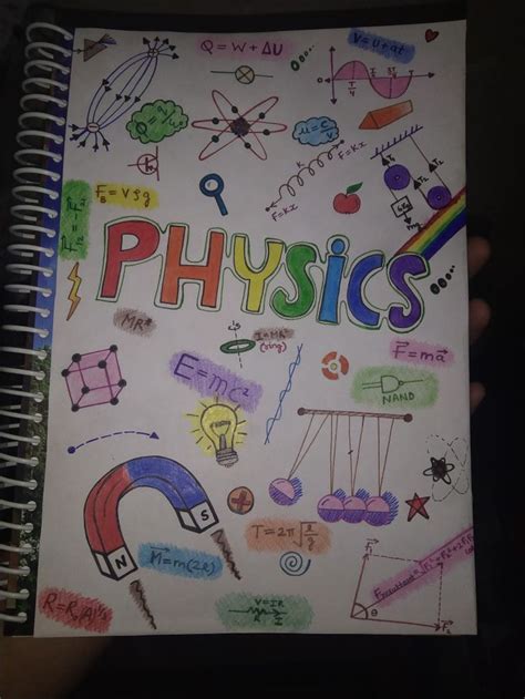 Physics cover page | Paper art design, Hand lettering art, Front page design