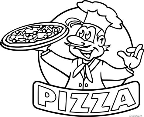 Coloriage logo pizza chef restaurant - JeColorie.com