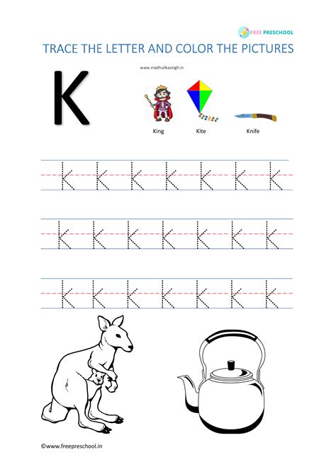 printable letter k tracing worksheets for kindergarten preschool crafts ...