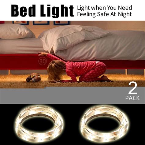 LED Strip Bed Lights，Flexible LED Strip Motion Sensor Night Light ...