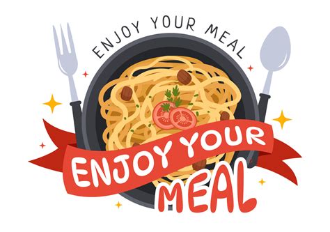 Enjoy Your Meal Vector Illustration a Variety of Delicious Food in Home ...