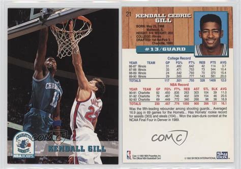 1993-94 NBA Hoops #21 Kendall Gill Charlotte Hornets Basketball Card | eBay