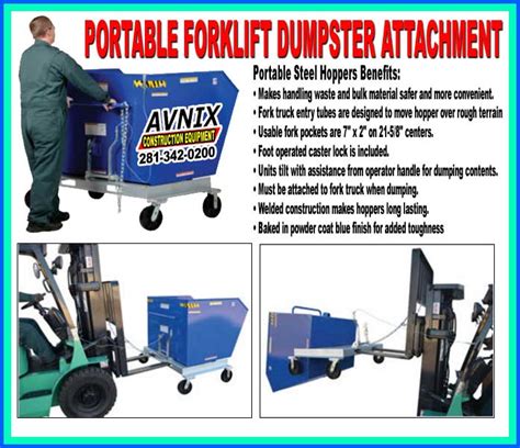 Portable Metal Trash Forklift Hopper Attachment For Sale - Made In USA