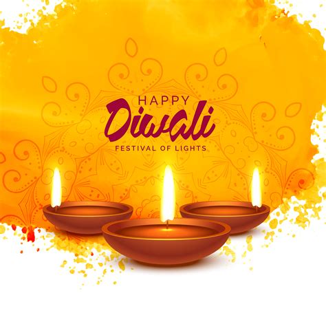 happy diwali vector background with orange watercolor - Download Free Vector Art, Stock Graphics ...