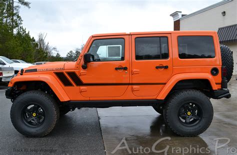 "TRACK XL" Jeep Wrangler Mid Body Line Door Rally Accent Vinyl Stripes Decal Graphics Kit