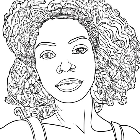 African American Woman Realistic Coloring Pages · Creative Fabrica