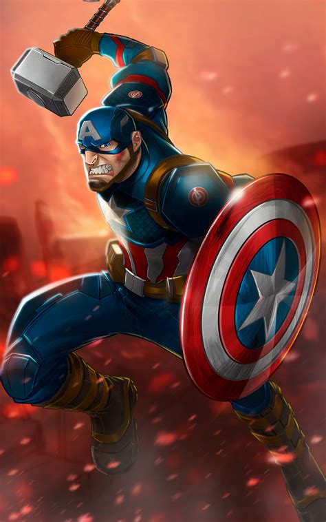 800x1280 Captain America Mjolnir Art Hd Nexus 7,Samsung Galaxy Tab 10 ...