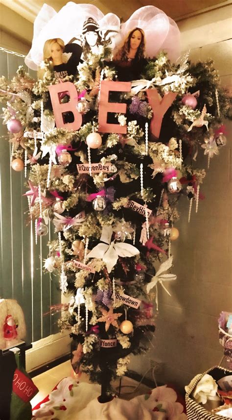 BeYonce Themed upside down Christmas Tree!! Christmas Villages, Christmas Trees, Christmas Tree ...