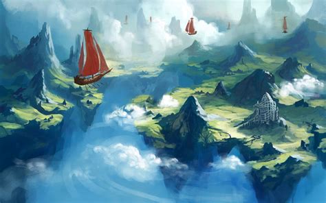 Floating Island, Speed Painting, Nathanael M on ArtStation at https://www.artstation.com/artwork ...