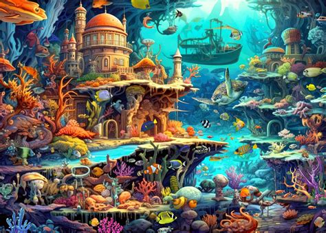 HUADADA 1000 Piece Puzzles for Adults - Whimsical Undersea Fairy Tale - Jigsaw Puzzles for ...