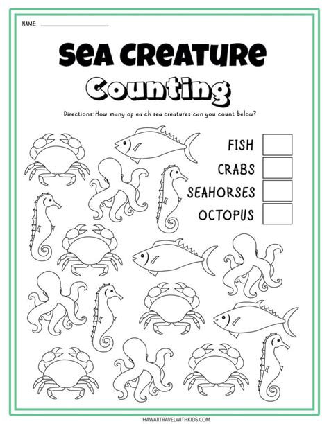 Ocean Animals For Kids Worksheets