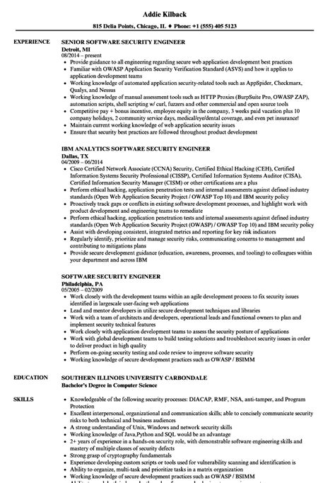 Software Security Engineer Resume Samples | Velvet Jobs