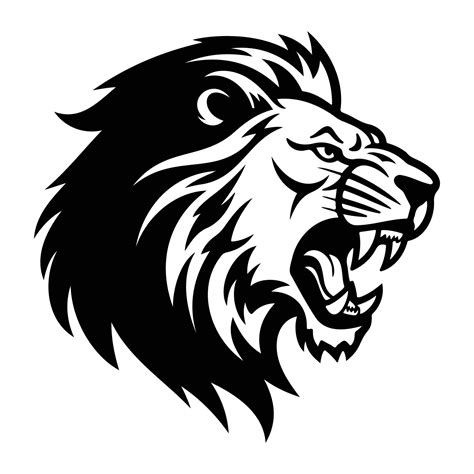 ferocious Lion, Angry Lion Face Side, Lion mascot logo, Lion Black and ...