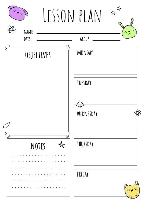 Free Simple Lovely Elementary Lesson Plan template