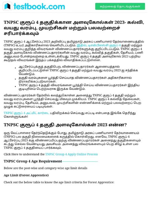 TNPSC Group 4 Eligibility Criteria 2023 - Check Education, Age Limit, Attempts & More | PDF