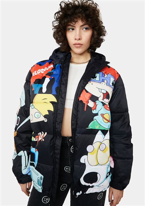 Members Only X Nickelodeon Puffer Jacket - Black | Dolls Kill