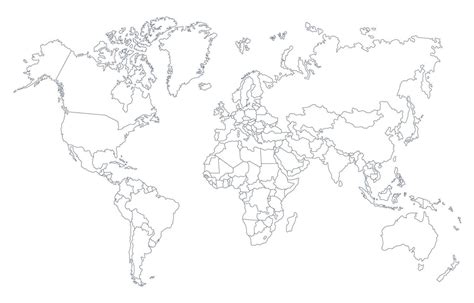 World Map With Country Borders Background Thin Outline Map Vector | Porn Sex Picture