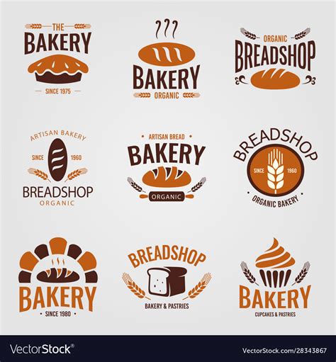 Artisan organic bakery logo set Royalty Free Vector Image