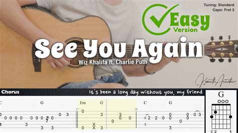 See You Again (Easy Version) - Wiz Khalifa ft. Charlie Puth | Fingerstyle Guitar | TAB+Chords ...