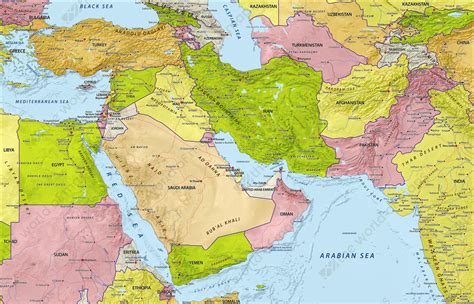 Middle East Relief Map