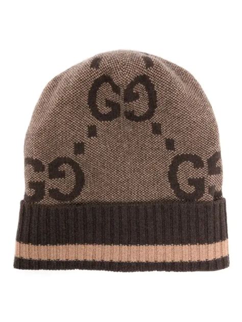 Gucci Beige Intarsia-knit Logo Beanie - Neutrals | Editorialist