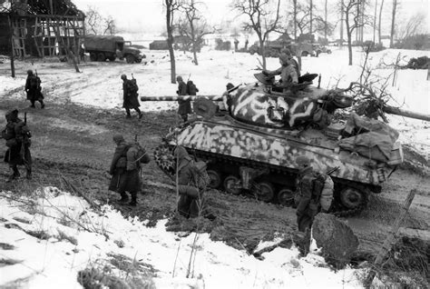 M4 Sherman with winter camouflage and Soldiers in Riedwihr France ...