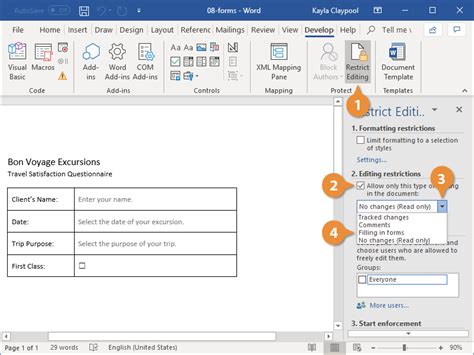 How to Create a Fillable Form in Word | CustomGuide