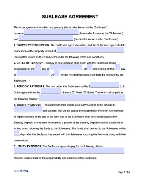 Free Sublease Agreement Template | PDF | WORD