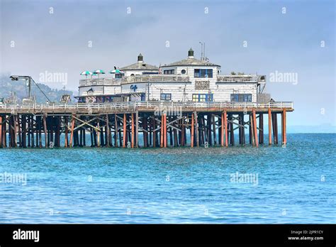 The Malibu Farm Pier Cafe from the beach in Malibu, California, USA ...