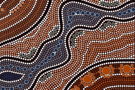 A illustration based on aboriginal style of dot painting depicting river | Aboriginal dot ...